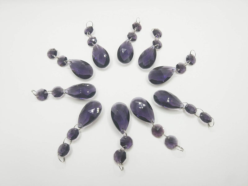 HUESEW Violet Glass Teardrop Pendants, Pack of 10, Traditional Style, Wedding & Christmas Decor - Image 2